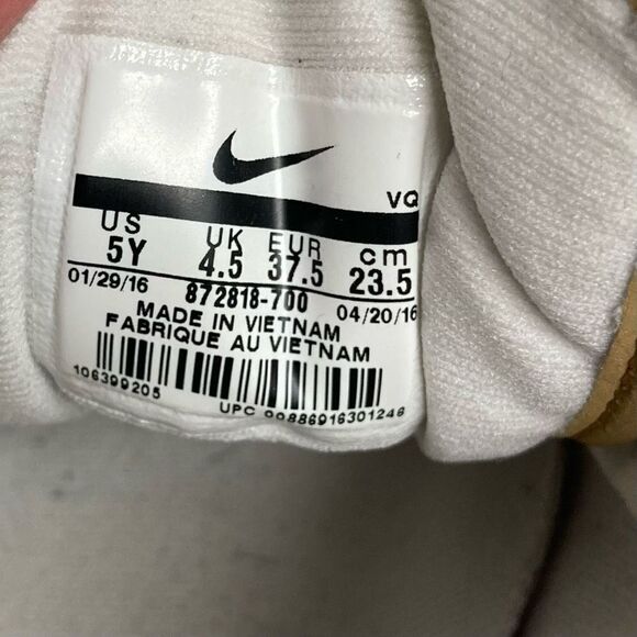 NIKE Youth Trainers Classic Premium QS-GS Leather Metallic Gold Shoes 872818-700 - Picture 10 of 12